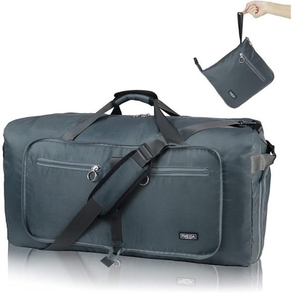 65L Duffle Bag for Men, Foldable Travel Duffel Bags with Shoes Compartment
